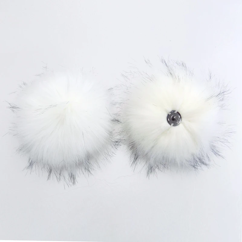 Faux fur pom pom snap button faux fur pompom balls for beanies