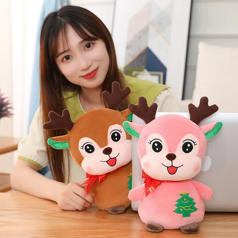 Merry Christmas Decoration Animated Musical Santa Claus Elk Stuffed Animals Plushie Decor Christmas Birthday Gifts for Kids Girl