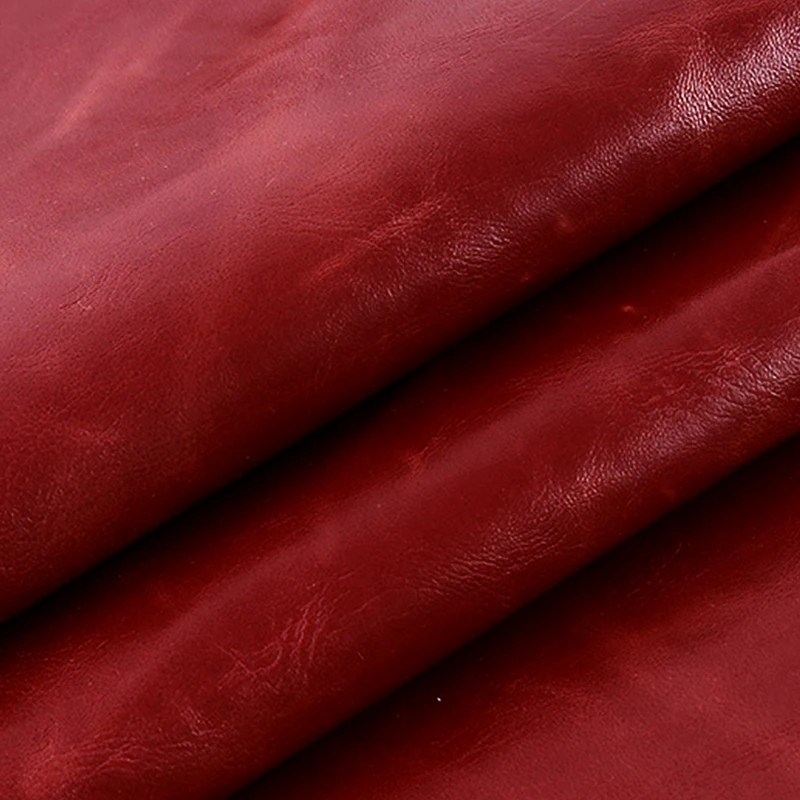 Stock Pu Artificial Faux Leather Oil Wax Pu Leather Red Brown Luggage Sofa Leather.