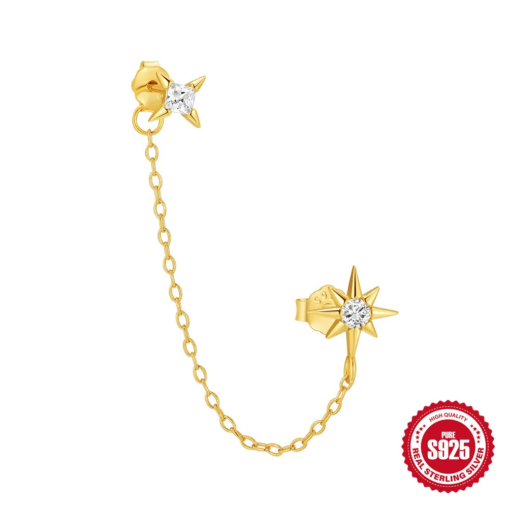 Glowluxe Jewelry Set Hot Sale High Quality 925 Sterling Silver Eight Point Star Zircon Necklace And Earring