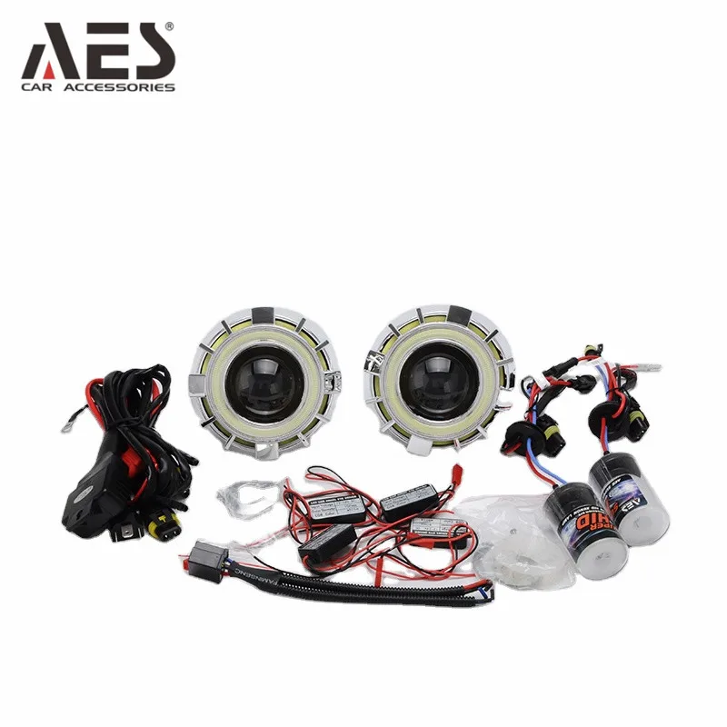 AES G1 COB dual angel eyes hid bi xenon projector lens kit including H1 bulbs for xenon car headlight
