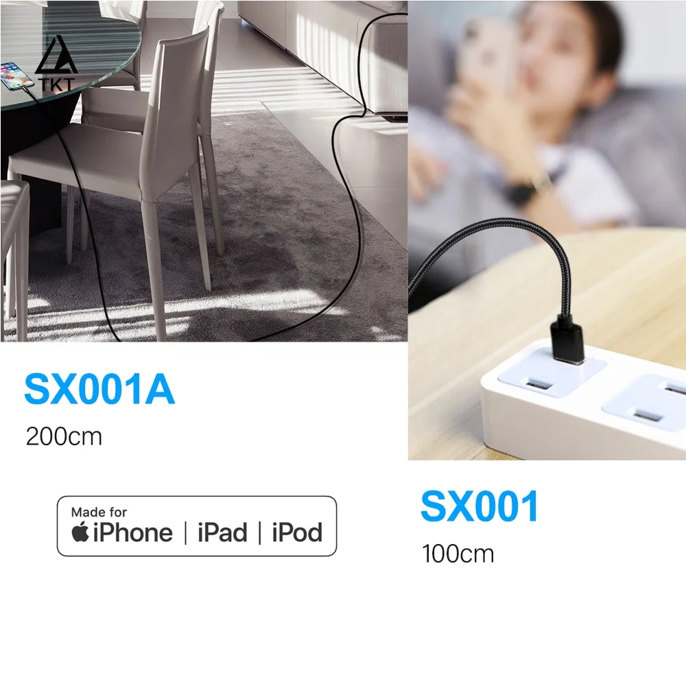 Amazon Hot Selling  mobile charger cable 3FT 6FT 10FT Nylon Braided MFi Cable USB Cord Charging for iPhone X/7/8/6S/5S