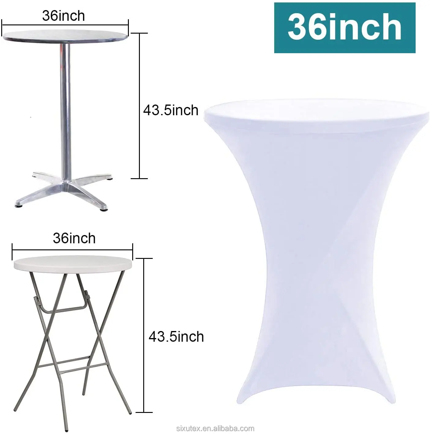 Cocktail Round Spandex Table Cover Four-Way Tight Fitted Stretch Tablecloth nappes for Outdoor Party DJ Tradeshow wedding