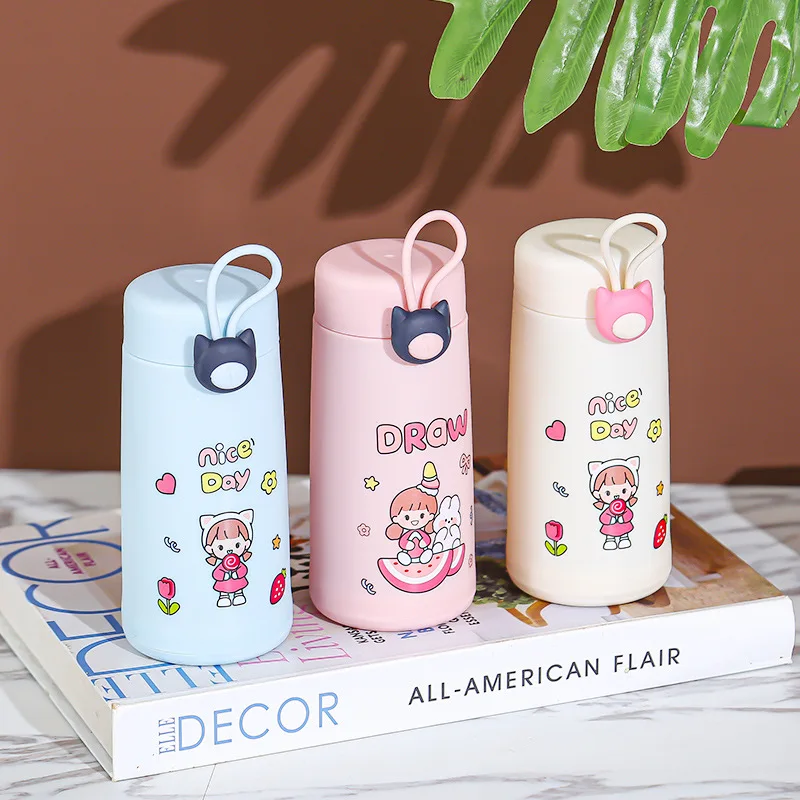 Wholesale Hot Selling Cute Cartoon Children Water Bottle Transparent Glass Clear Double Layer Glass Cup