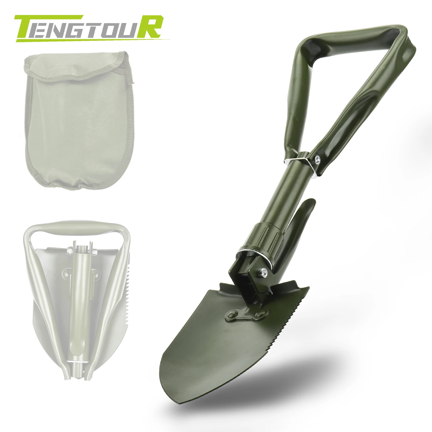 
Mini Tactical Military Collapsible Spade Shovel with Pouch for Camping, gardening 