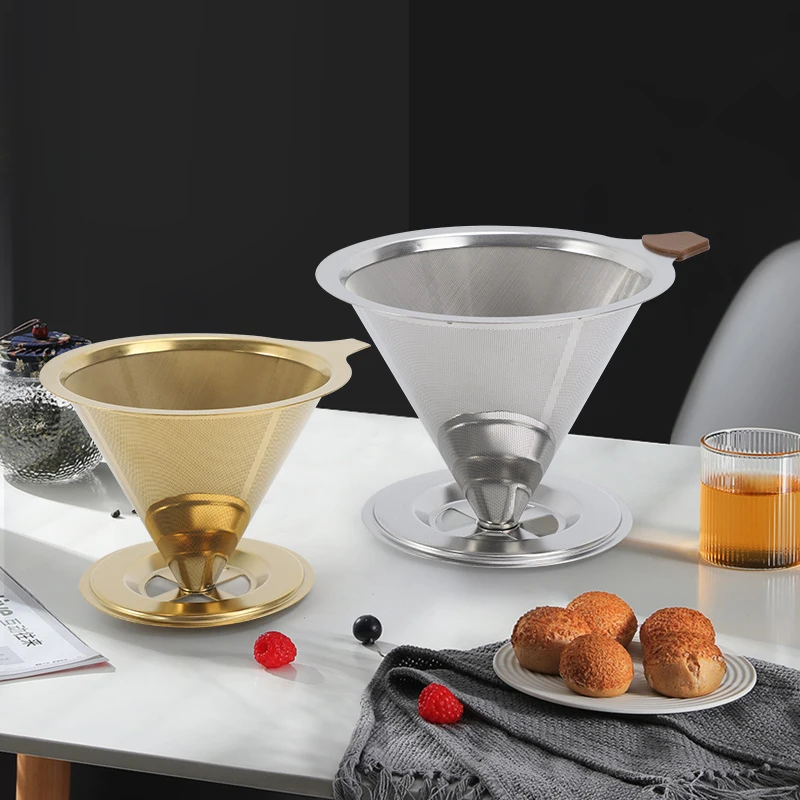 Steep Discount Stainless Steel Tea Dripper Pour Over Coffee Filter Dripper Bag with Stand