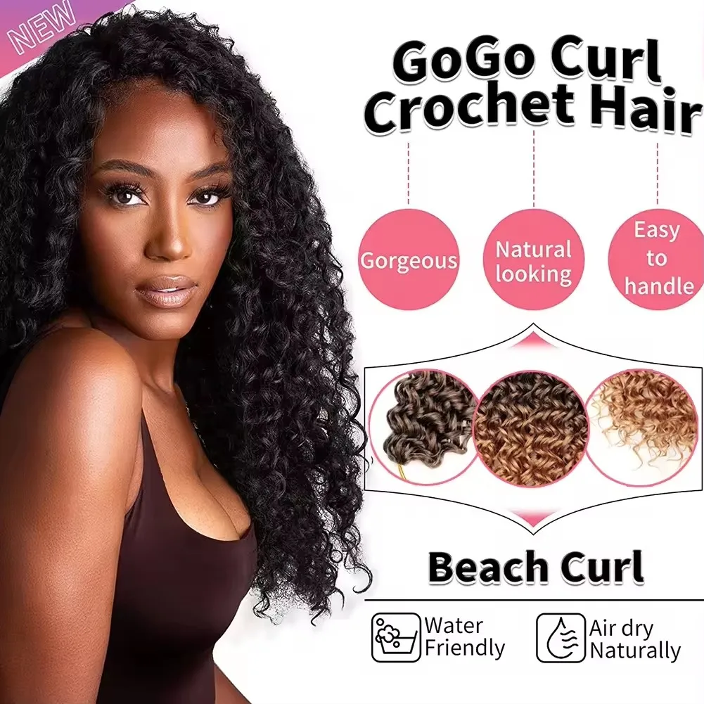 Synthetic Braiding Hair Natural Wave Water Wave Crochet Braids Deep Ocean Wave Hair Extensions Afro GoGo Curl Crochet Hair