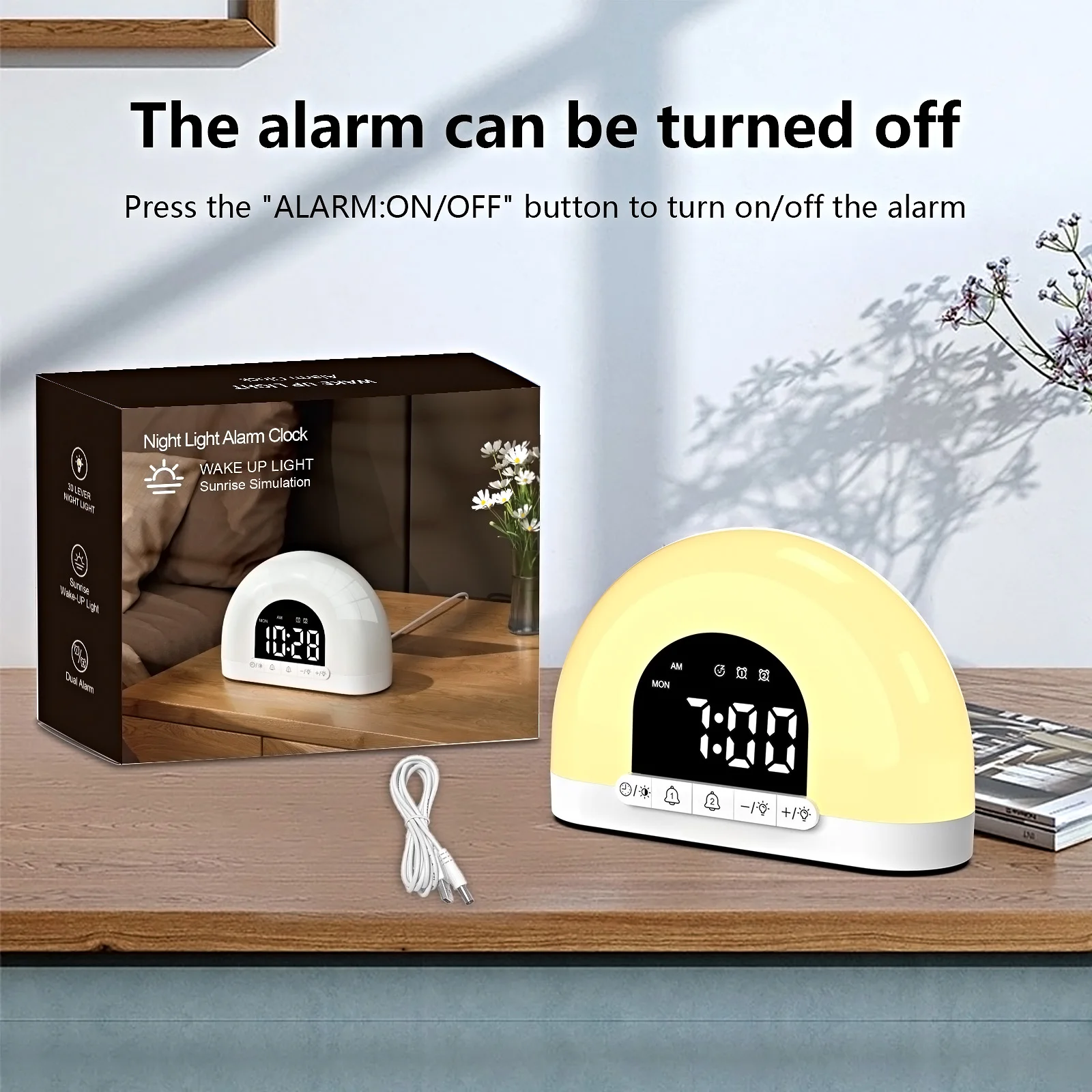 2025 Hot Selling Smart Wake Up Light  Kids Adults Bedroom Sunrise Simulation Sound Table Clock sunset