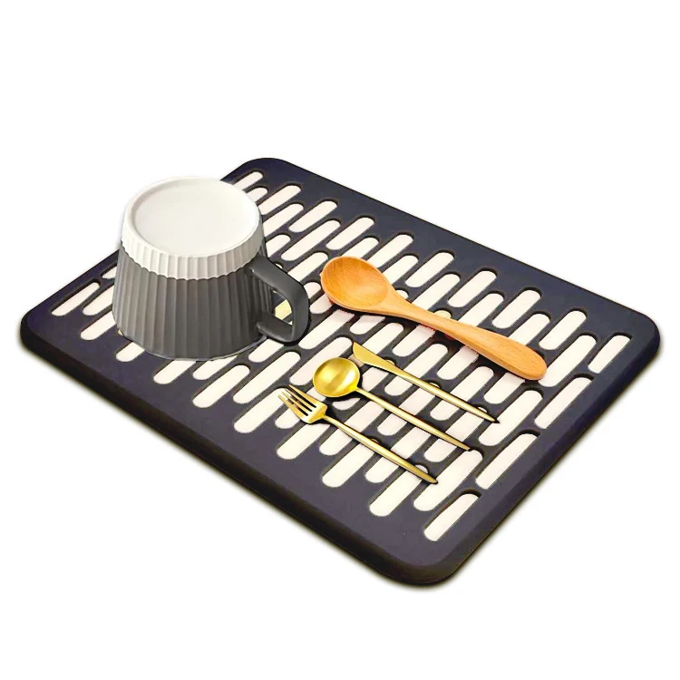 Dish Drying Mat Non-slip Heat Resistant Silicone Cover Kitchen Bathroom Mat Ultra Absorbent Diatomaceous Earth Stone CLASSIC