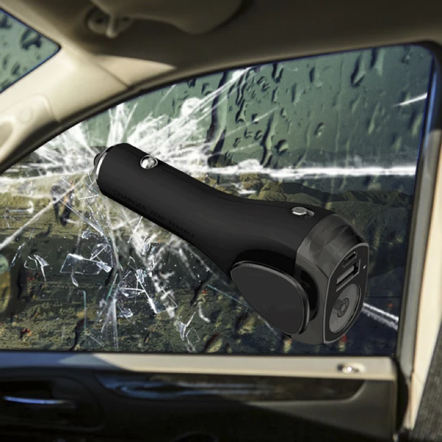 
7 in 1 Car safety hammer glass window breaker belt cutter emergency tool kit with LED light and alarm 