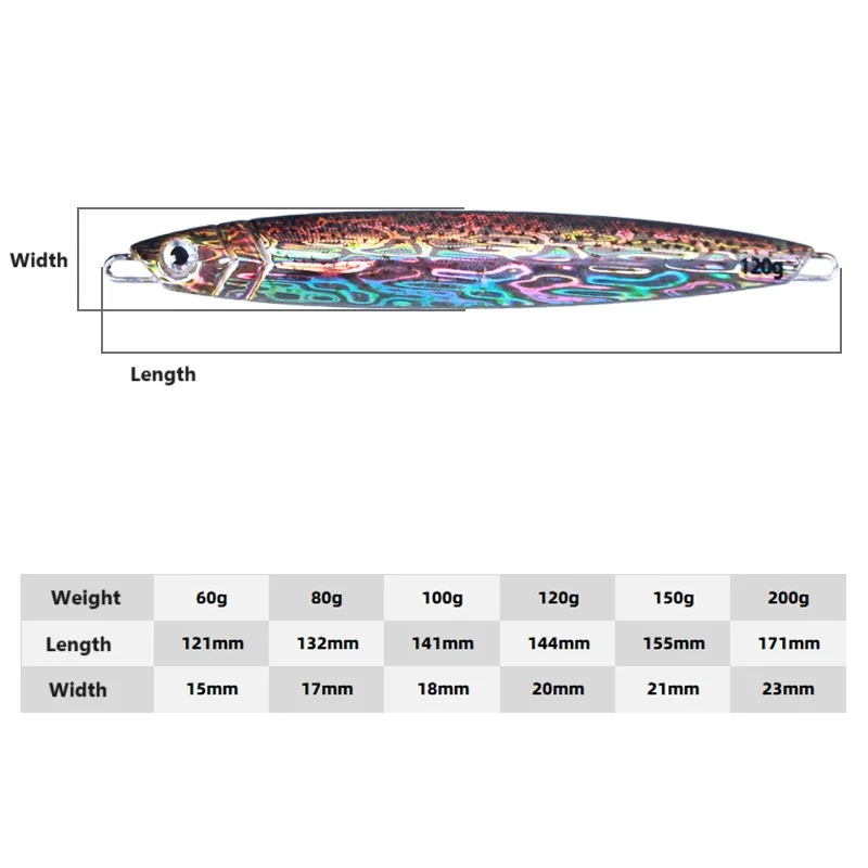ZHUO RUN 60g/80g/100g/120g/150g/200g 3D eys Lead fish Vertical fishing metal Jig Artificial Bait boat trolling fishing tuna lure