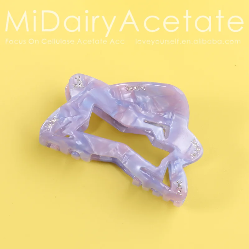 Midairy factory direct sell OEM ODM irregular hollow girly rhinestone hair claw clips for women ladies accessories 80x45mm 4236