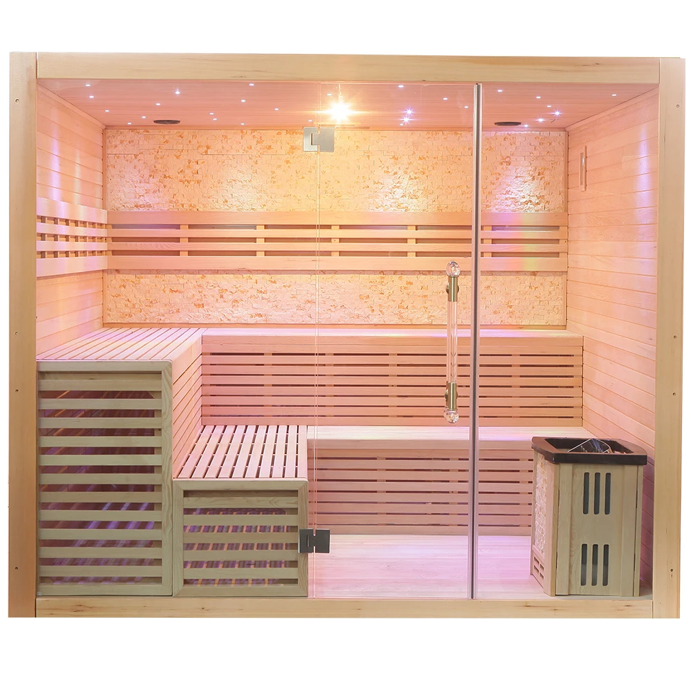 2023 Finland indoor modern  sauna with smart control panel with usb and bluetooth