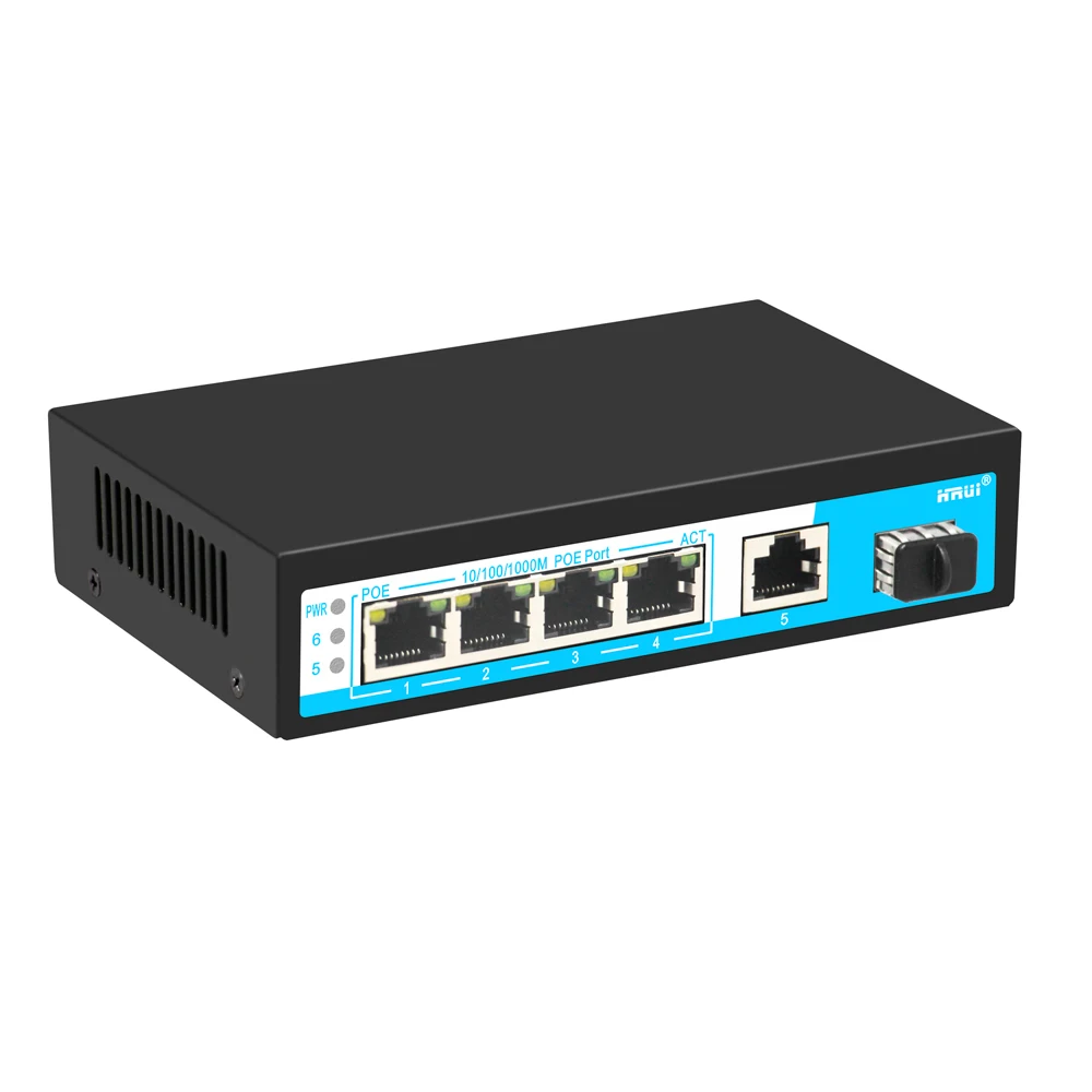  Новый дизайн 6 портов полный гигабитный коммутатор PoE Switch 4 порта и 2