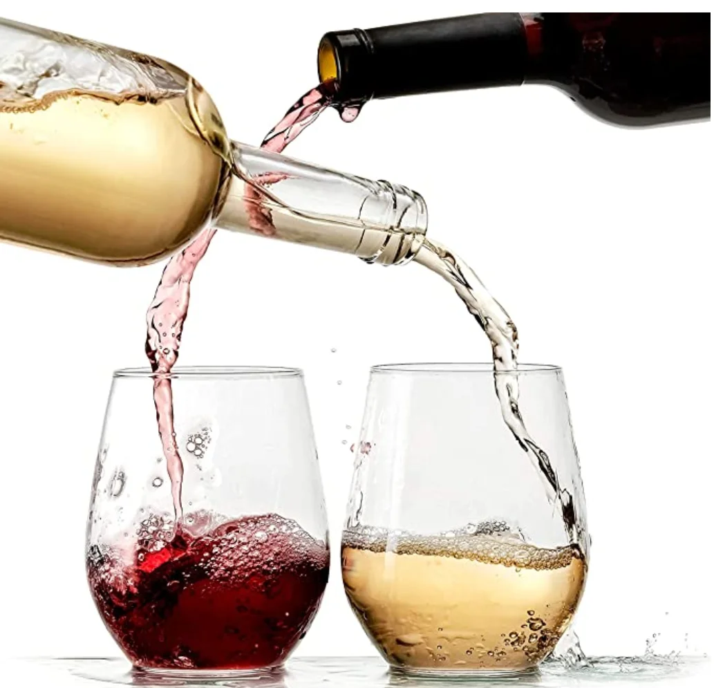 Wholesale Cheap Stemless Wine Glass Tumbler Custom 15oz  Crystal Set of 6 Glassware for Wedding Red Wine Soda and other Beverage