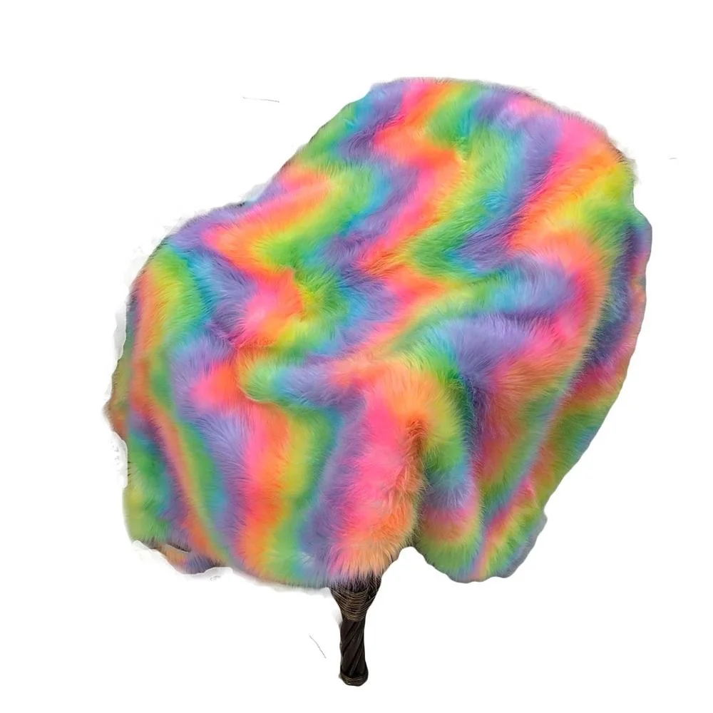Wholesale wonderful colorful  long high pile  hair plush artificial fur fabric fake fur for garment throw blanket
