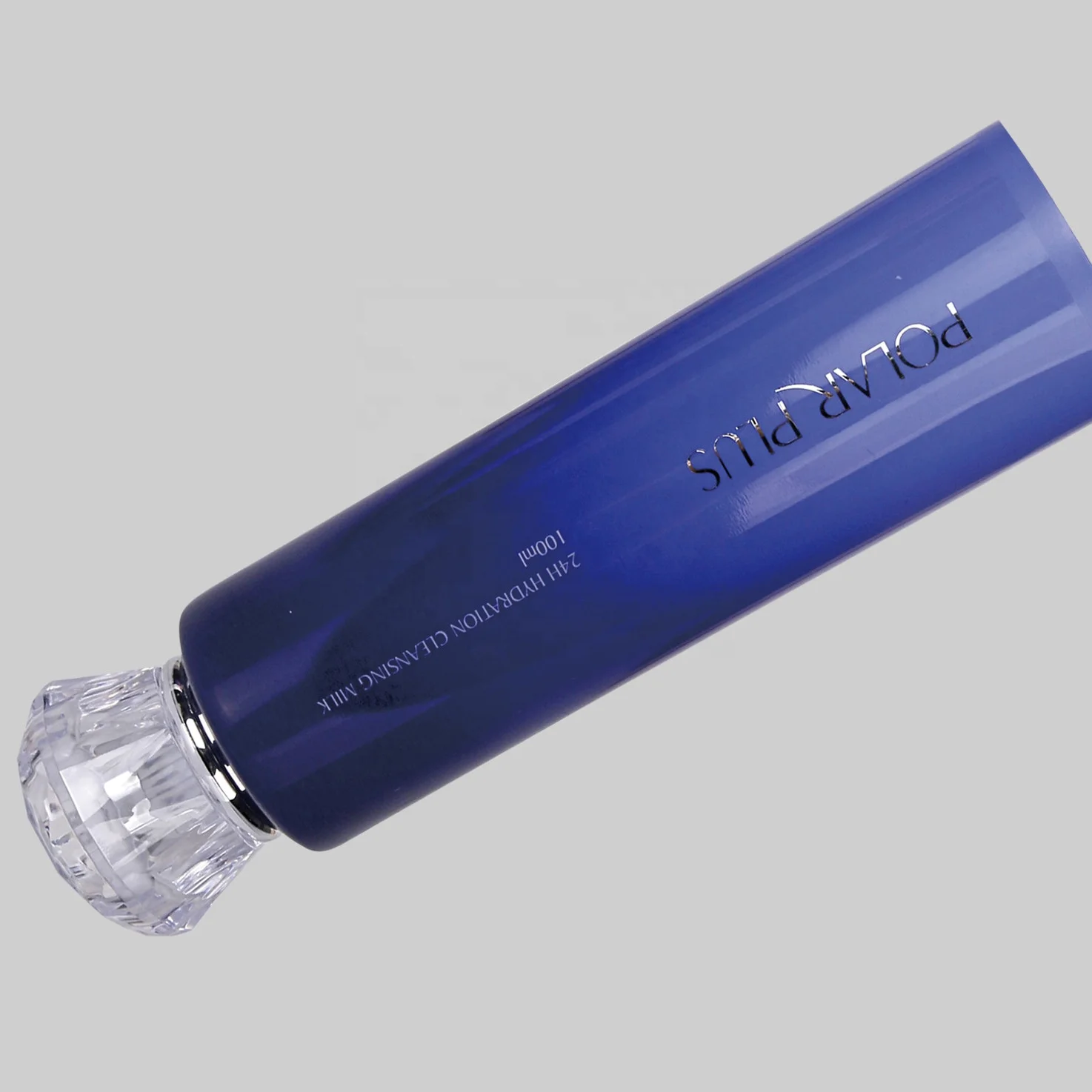 D40mm Clear silver stamping gloss box plastic squeeze tubes for lotion with acrylic cover