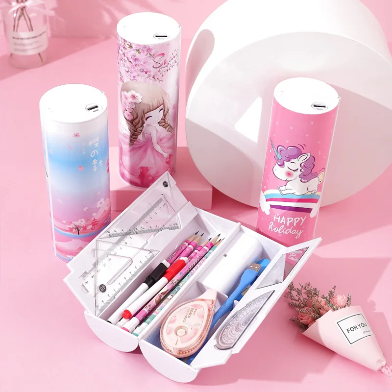 Wholesale new USB kids pencil case boy girl popular stationery box Elementary school functional stationery box