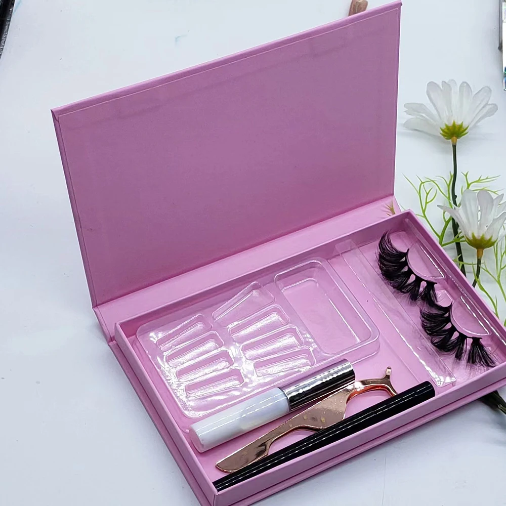 Zhuoyida Custom logo E-commerce flap Type book shape  Paper Luxury pink Press On Nail Packing Box magnetic