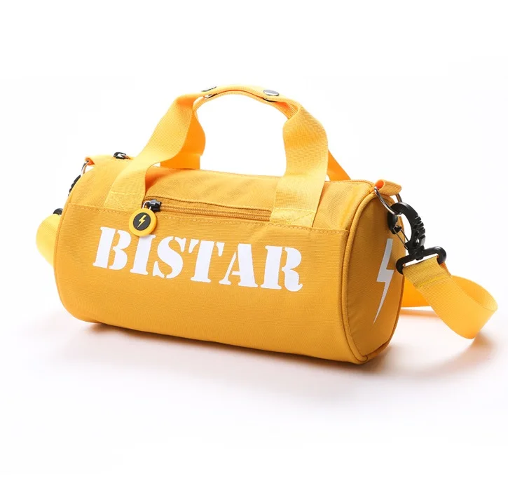 Waterproof  Oem  Spend A Night  Children Kids  Small Black Yellow Round Barrel Fancy Mini Shoulder Weekend Duffel Travel Bag