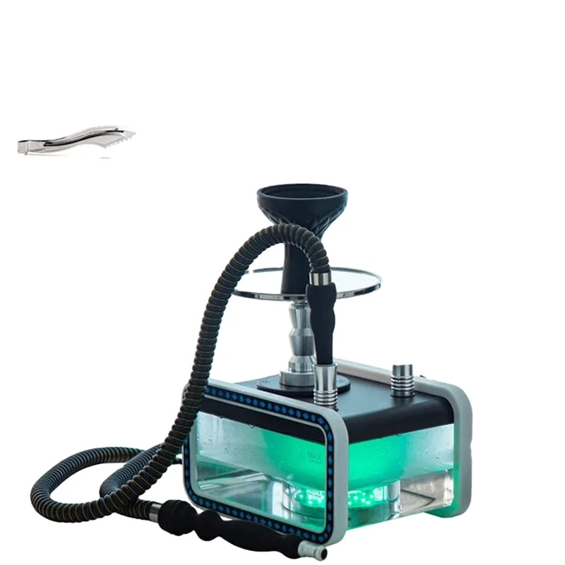 custom Cube Deluxe Square Acrylic Plastic Hookah With Gorgeous Multicolor Led Light Narguile Shisha Hookah