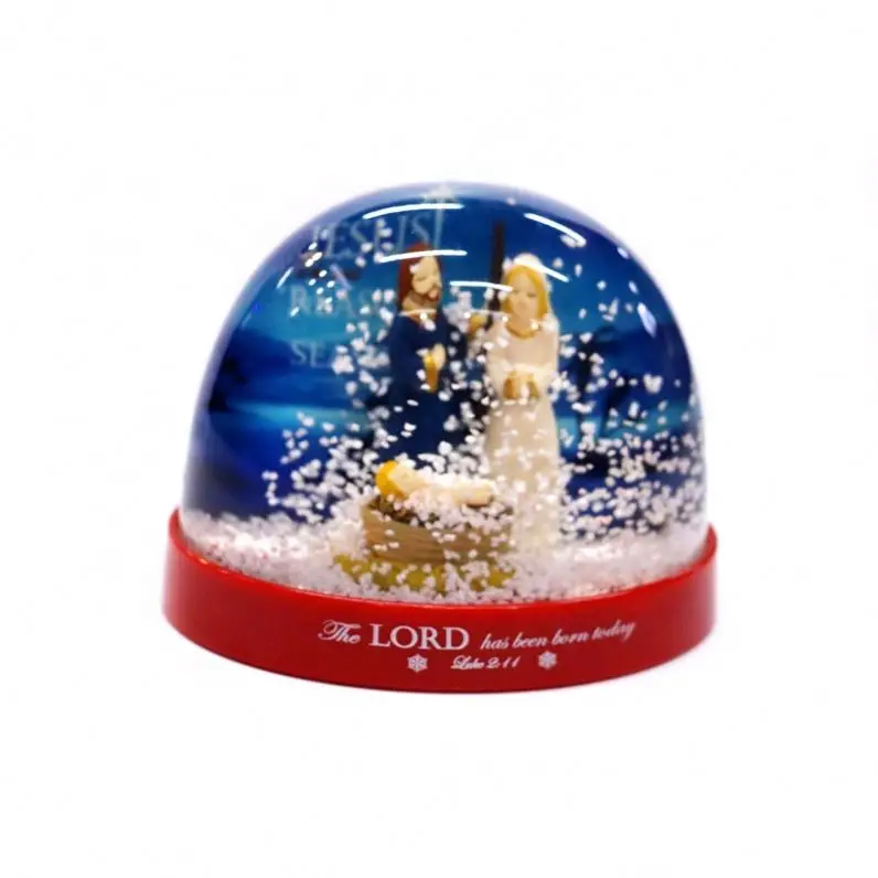 Oval Shape Custom Christmas Snowball Ornaments Animal Decoration Snowball Transparent Water Ball Snow Dome Globe