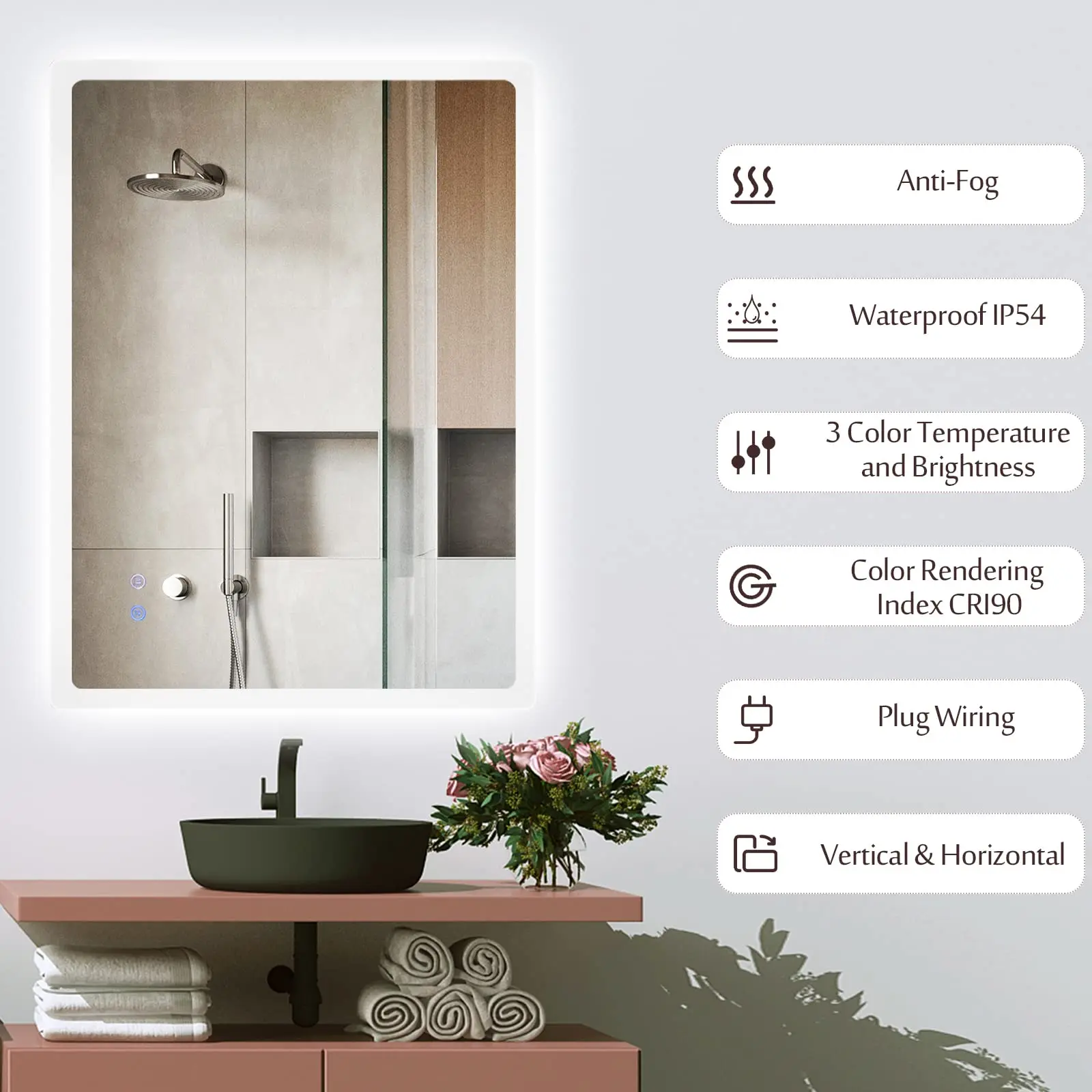 Customized Home Hotel Espejo Modern Anti-fog Lighted Led Mirrors Wholesale,mirror With Light