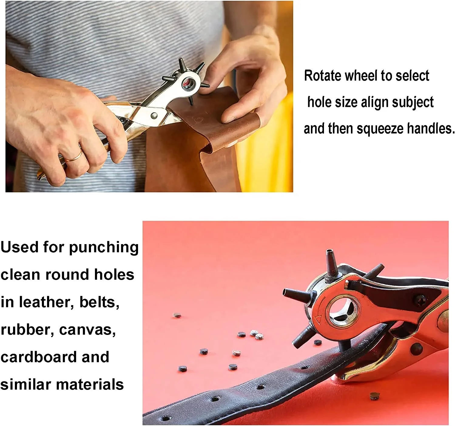 Heavy Duty Revolving Eyelet for Belts/Watch Bands/Straps/Dog Collars/Saddles/Fabric 9' leather hole punch plier tool