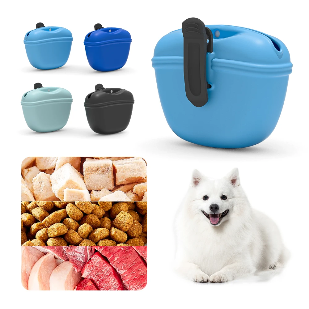 Easy To Clean Portable Dog Training Snack Holder Bag Bpa Free Pet Food Storage Container Reusable Silicone Dog Treat Pouch