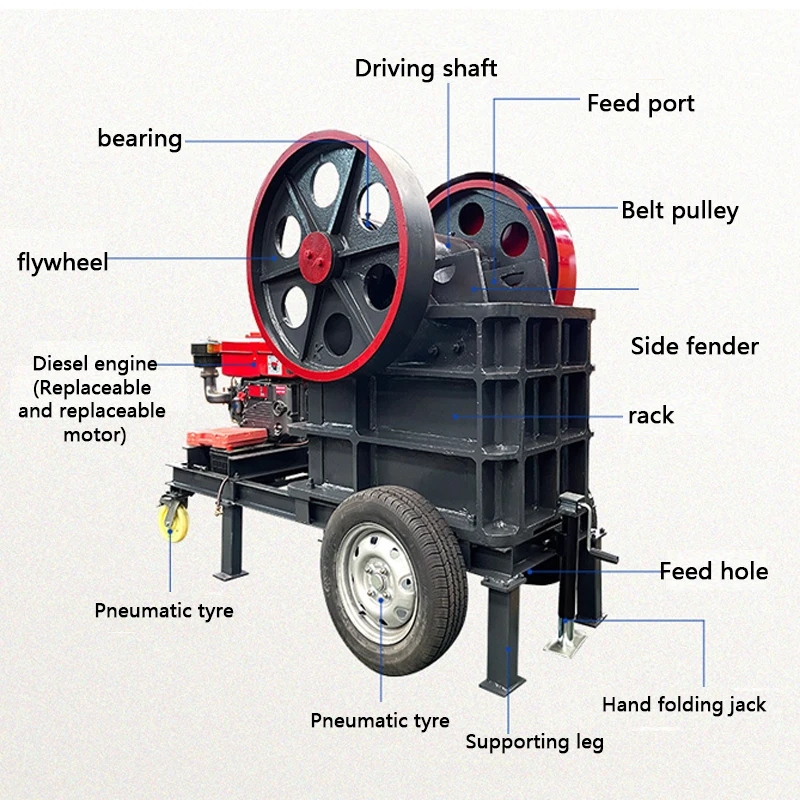 10-20T/H mobile diesel crusher Gold mine jaw crusher