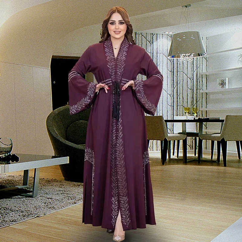 Open Abaya Dubai Kaftan Muslim Cardigan Abayas Dresses for Women 2023 Casual Kimono Robe Femme Caftan Turkish Islamic Clothing