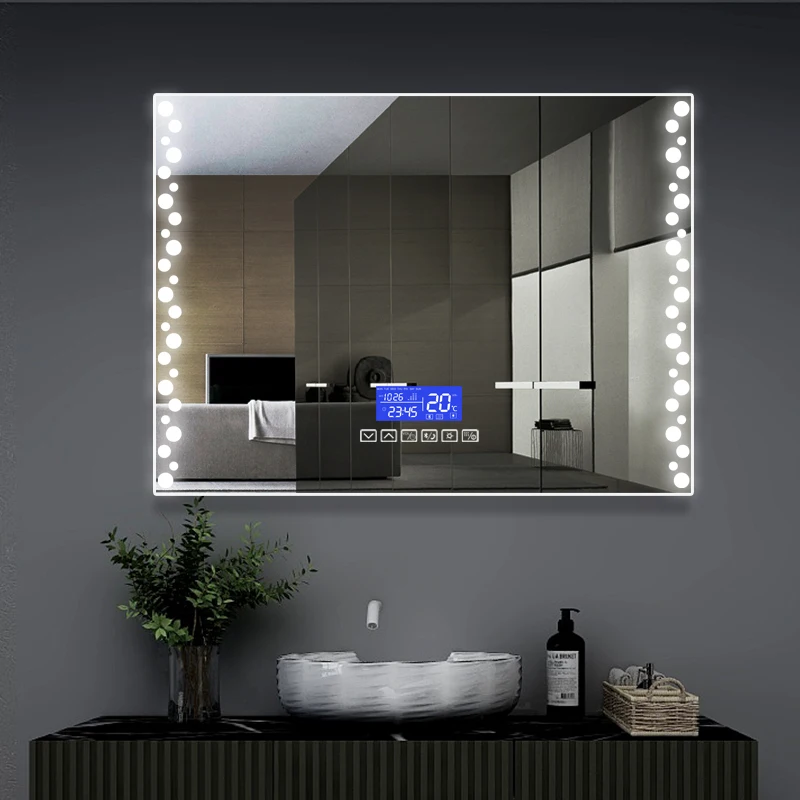 new style fog free wall mounted anti-fog intelligent led screen touch bathroom mirror