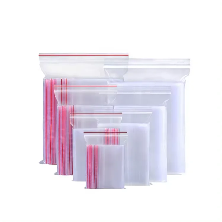 Custom wholesale print clear LDPE/HDPE zip lock packaging transparent plastic ziplock bag