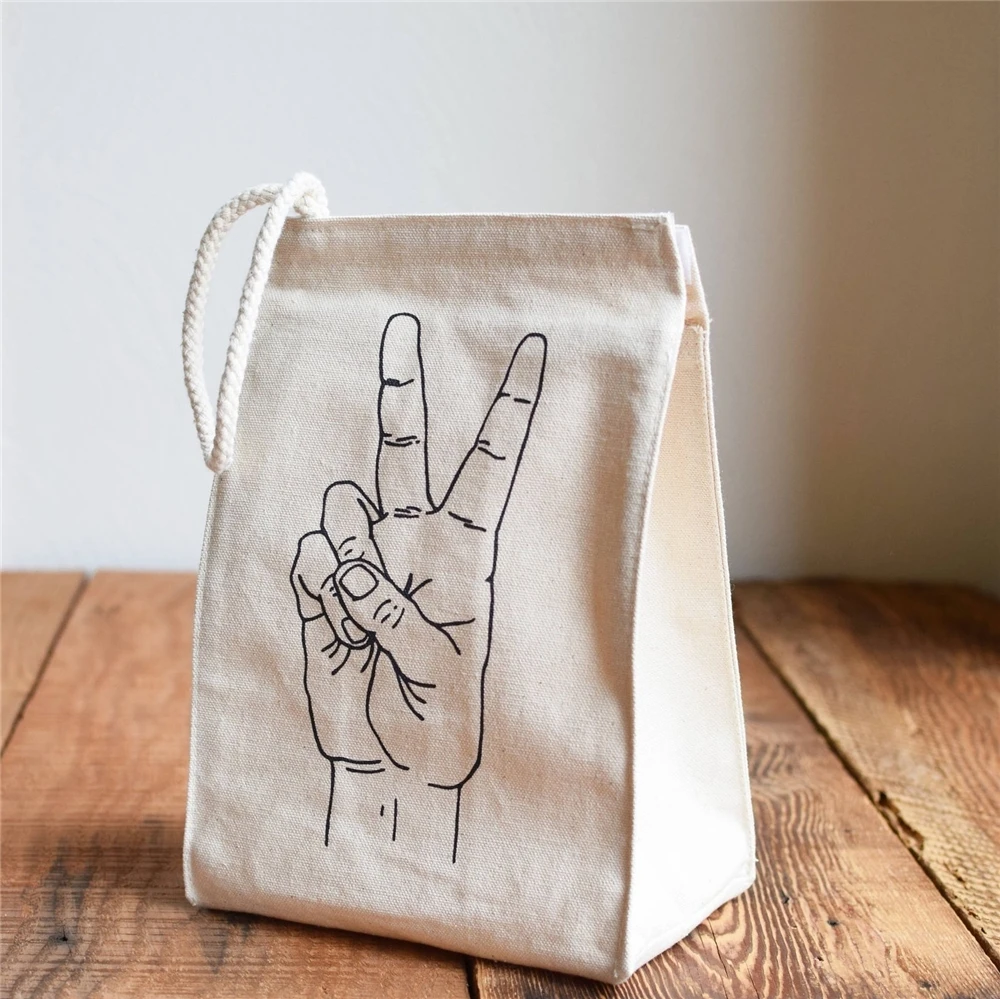 Waterproof Thermal Tote Cotton Waxed Canvas Lunch Bag