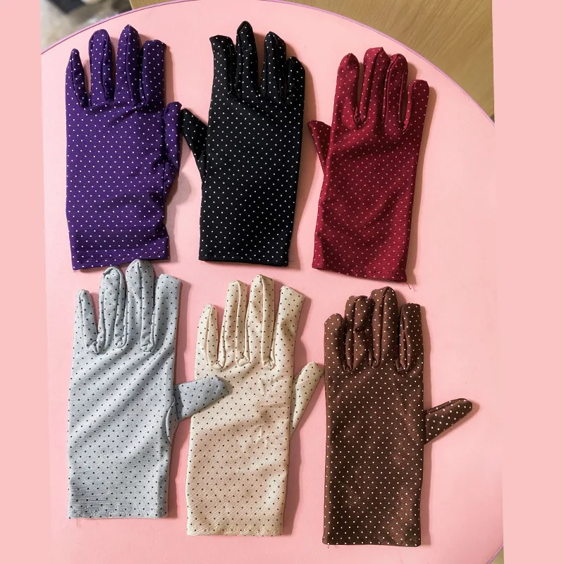 Spring And Summer Thin Gloves Sunscreen Ice Silk Riding And Driving Work Etiquette Autumn Spandex Elastic Point Ladies Gloves