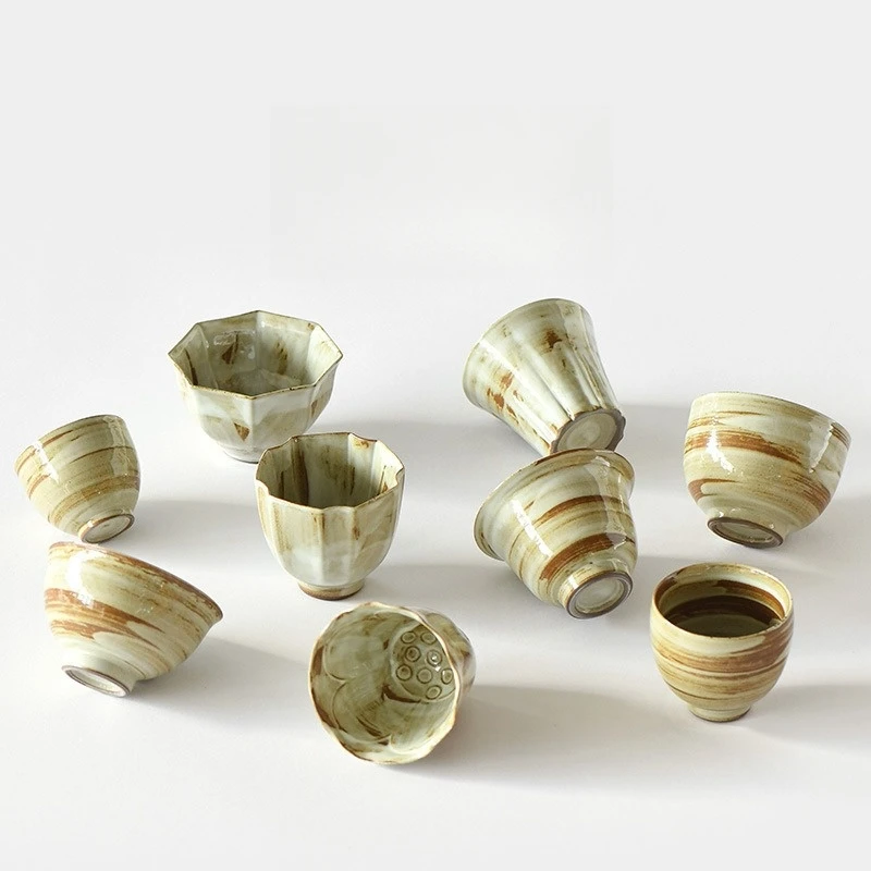 MSH Laser Engraved Logo Wabi-Sabi Zen Design Japanese Style Pottery Fruit Tea Cup