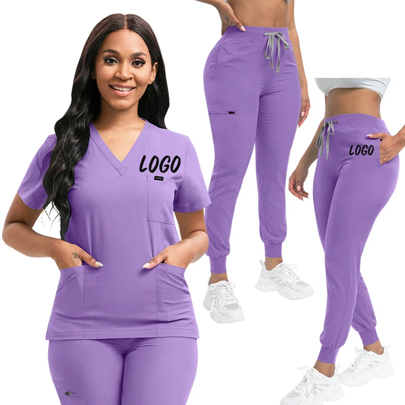 High Quality Medical Uniform Custom Logo Jogger Sets Hospital Uniforms Hair Salon Beauty Salon Hospital Nurse Scrub Jogger Sets