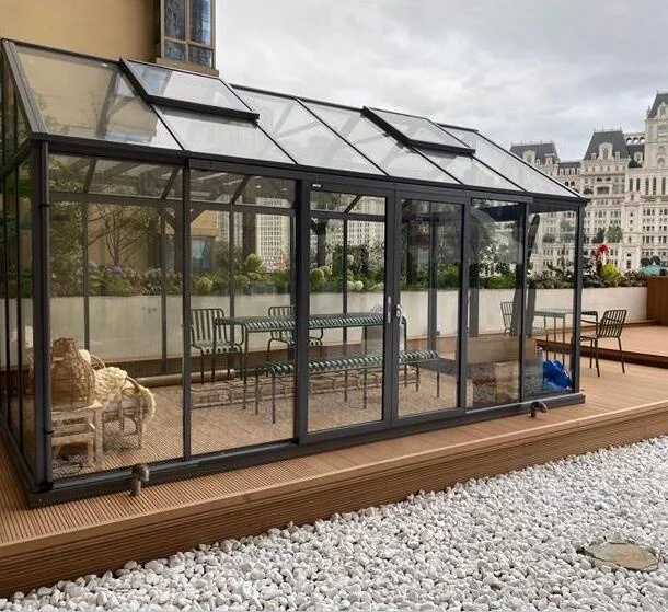 Popular Design Metal Aluminum Gazebo Sunroom Greenhouse For Grassland Party Garden Planting Cafe Lounge China Manufacturer