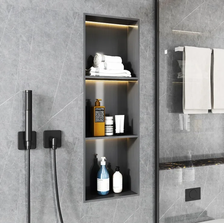 Metal led lighting embedded niche bathroom wall insert niche