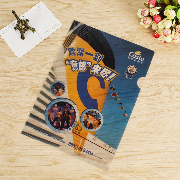 L-Type Customized Design Print LOGO A4 Document PP Plastic File Folders Sheet Protector
