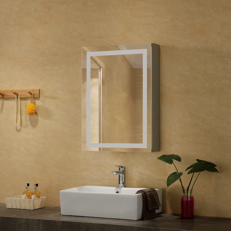 LED  Square Aluminum Frame Mirror Cabinet