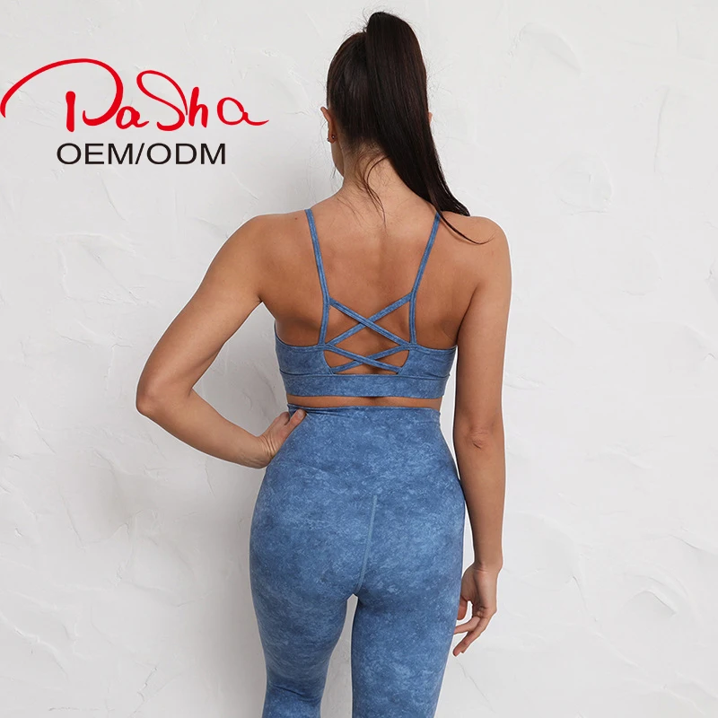Pashasunshine High Waist Tummy Control Acid Washed Yoga Pants Fitness Pants Leggings Women Seamless Acid Wash style leggings
