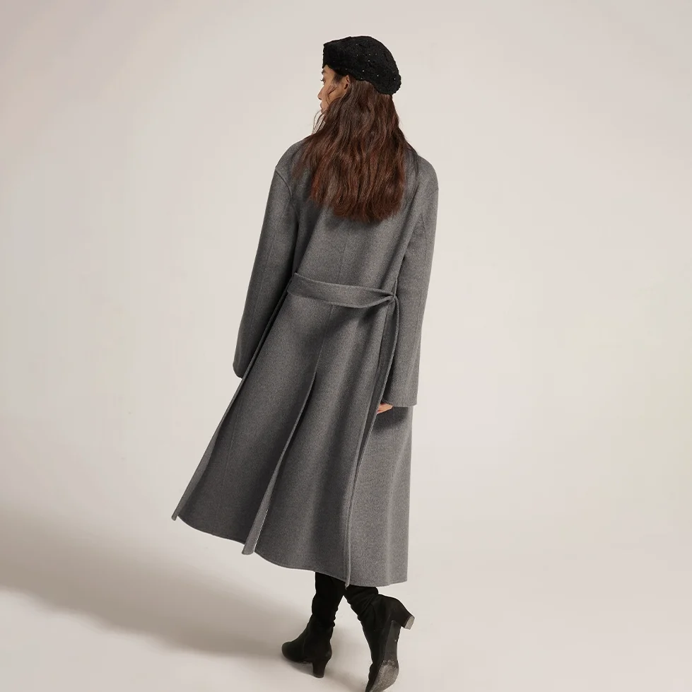 Новинка трендовые элегантные однотонные шерстяные ткани модное Стильное классическое деловое шерстяное пальто