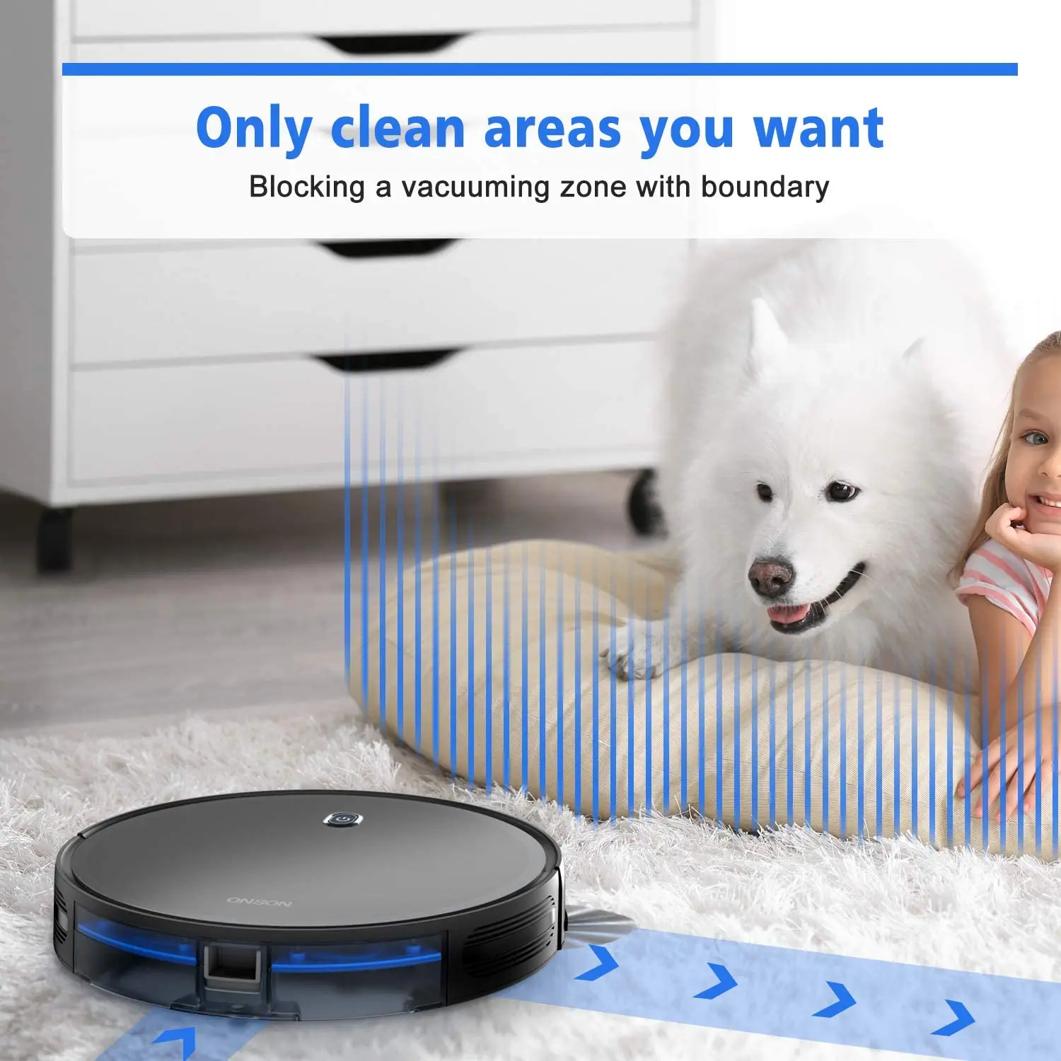 F007 US Warehouse Smart Vacuum Cleaner Slim Low Noise 1800Pa Intelligent Robot Vacuum Cleaner with Boundary Strip
