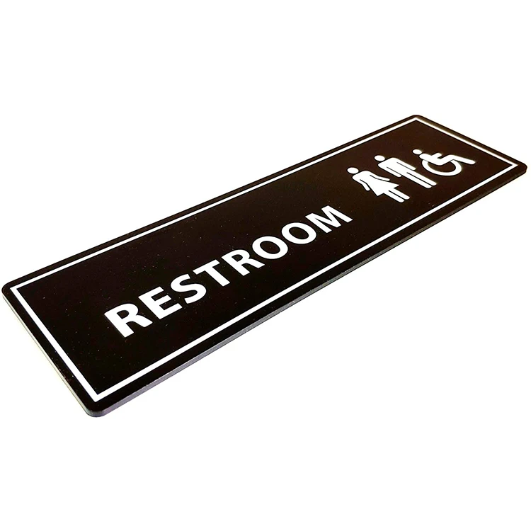 Customized logo printed acrylic sign toilet plastic door sign plate