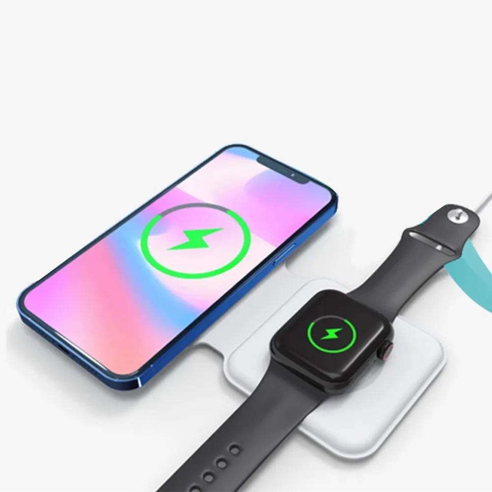 
2 in 1 Foldable Magnet Charger Duo For iphone 12 Series For Apple Watch Magnetic Wireless Charger 