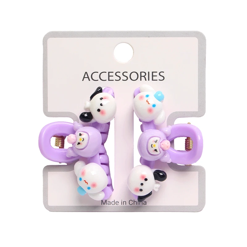 2 Pairs of Cartoon Sweet Korean Style Hair Clips Sanrio Child Hair Clips Exquisite Doll Bangs Accessories for Kids