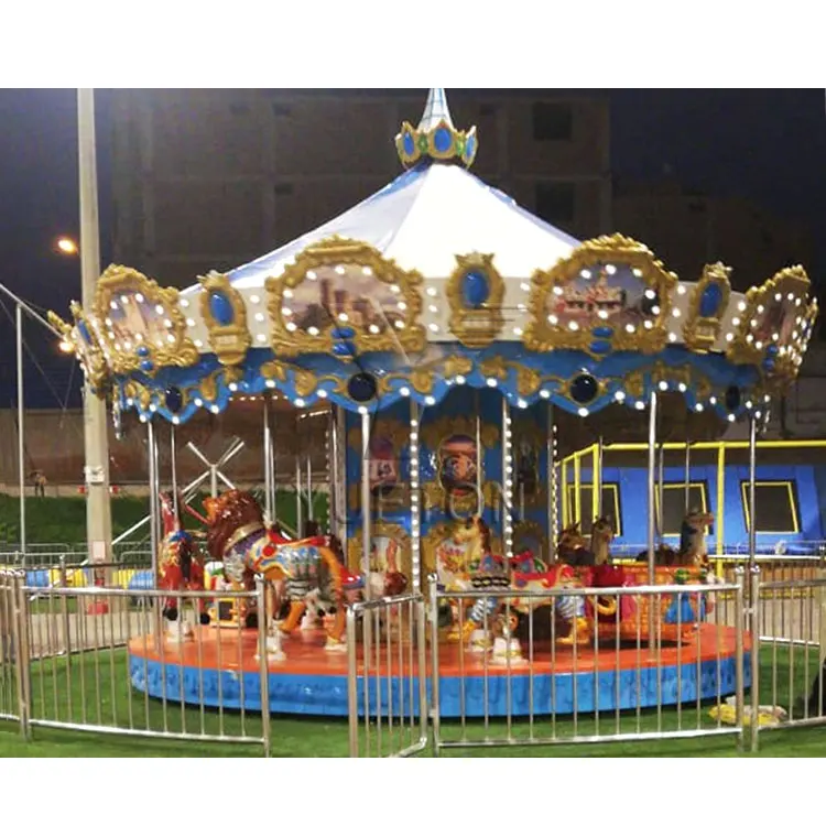Fairground Attraction Manege Amusement Rides Carousel Horses 16 Merry Seats Round Tours Sale