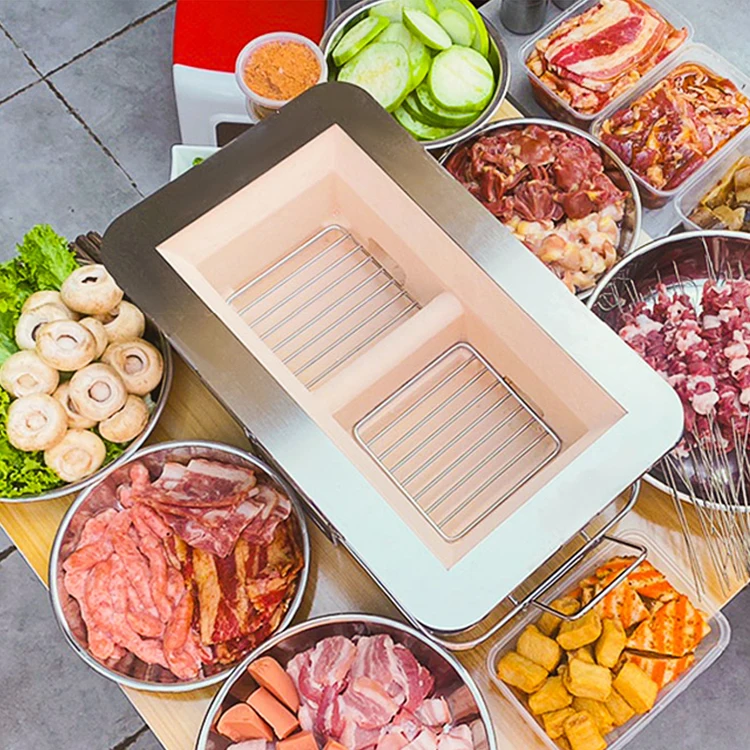 Factory Cheap Sale Outdoor Garden Barbecue Clay Table Grill Portable Hibachi Kebab Charcoal BBQ Grill