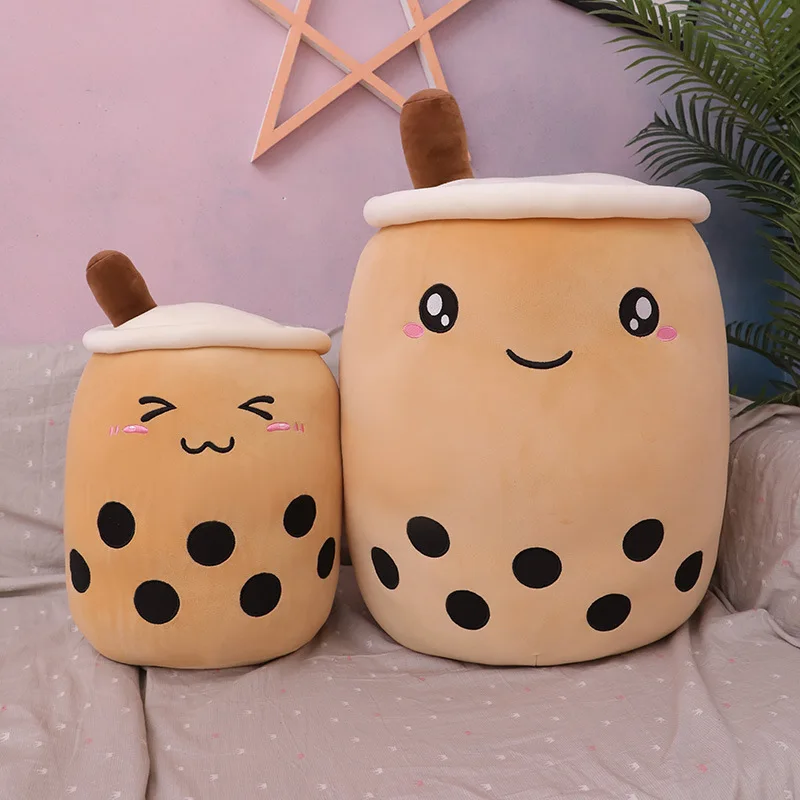 New Cartoon Kawaii Peluches Juguete Fruit Milk Boba Bubble Tea Coffee Stuffed Pillow Soft Kawaii Cushion Plush Toys